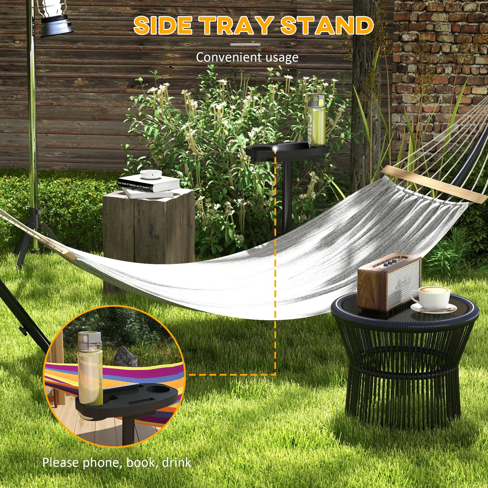 10' Hammock Stand With Side Tray, Steel Frame, Black Hammock Stands at Gallery Canada
