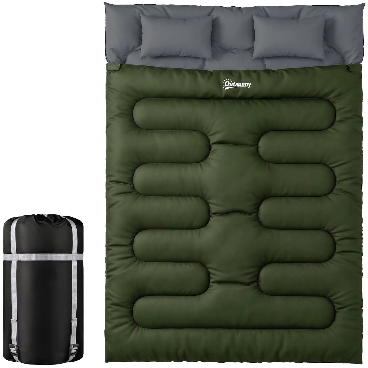 Queen Size, Double Sleeping Bag For Adults, Cold Weather, Green Camping Cots Army Green, Grey at Gallery Canada