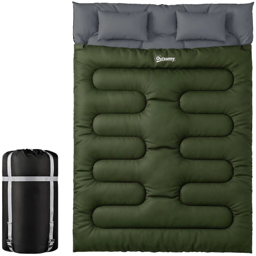 Queen Size, Double Sleeping Bag For Adults, Cold Weather, Green
