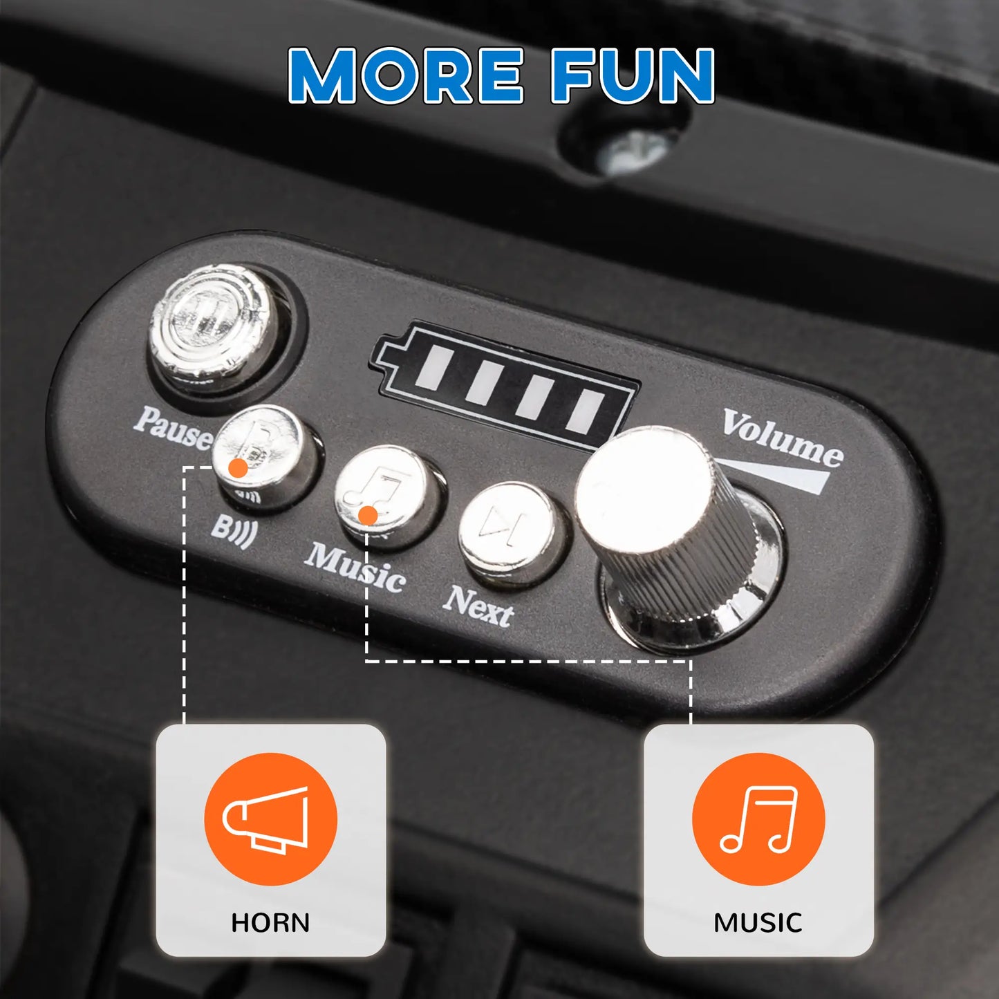 2 Seater 24V Electric Car for Kids, Remote Control, 3 Speed, LED Lights, Music, Horn, Spring Suspension, Blue Electric Toy Cars at Gallery Canada