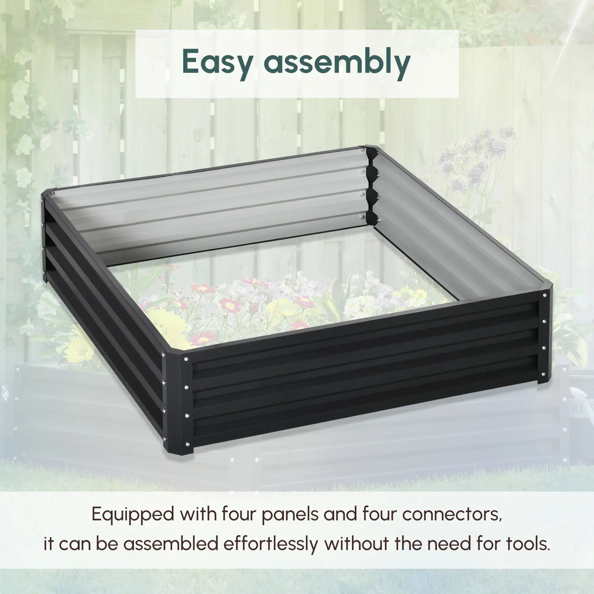 4' x 4' x 1' Galvanized Steel Raised Garden Bed, Grey Galvanized Planter Boxes at Gallery Canada