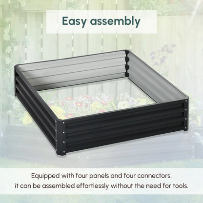 4' x 4' x 1' Galvanized Steel Raised Garden Bed, Grey Galvanized Planter Boxes at Gallery Canada