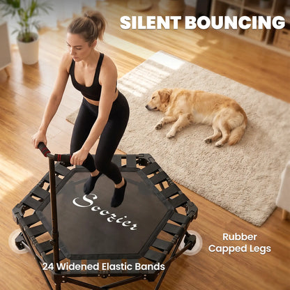 "42" Mini Trampoline Pliable avec Poignée en Mousse Ajustable
