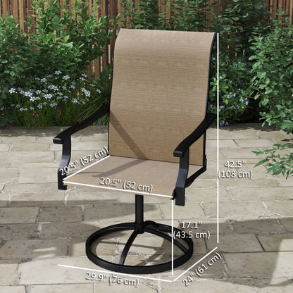 Outdoor Swivel Dining Chairs, Set of 2, High Back, All Weather Mesh, Brown Bistro Sets at Gallery Canada