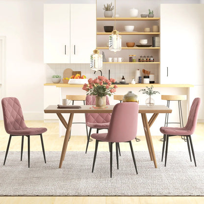 Upholstered Dining Chairs Set of 4, Steel Legs, Modern Kitchen, Pink Dining Chairs at Gallery Canada