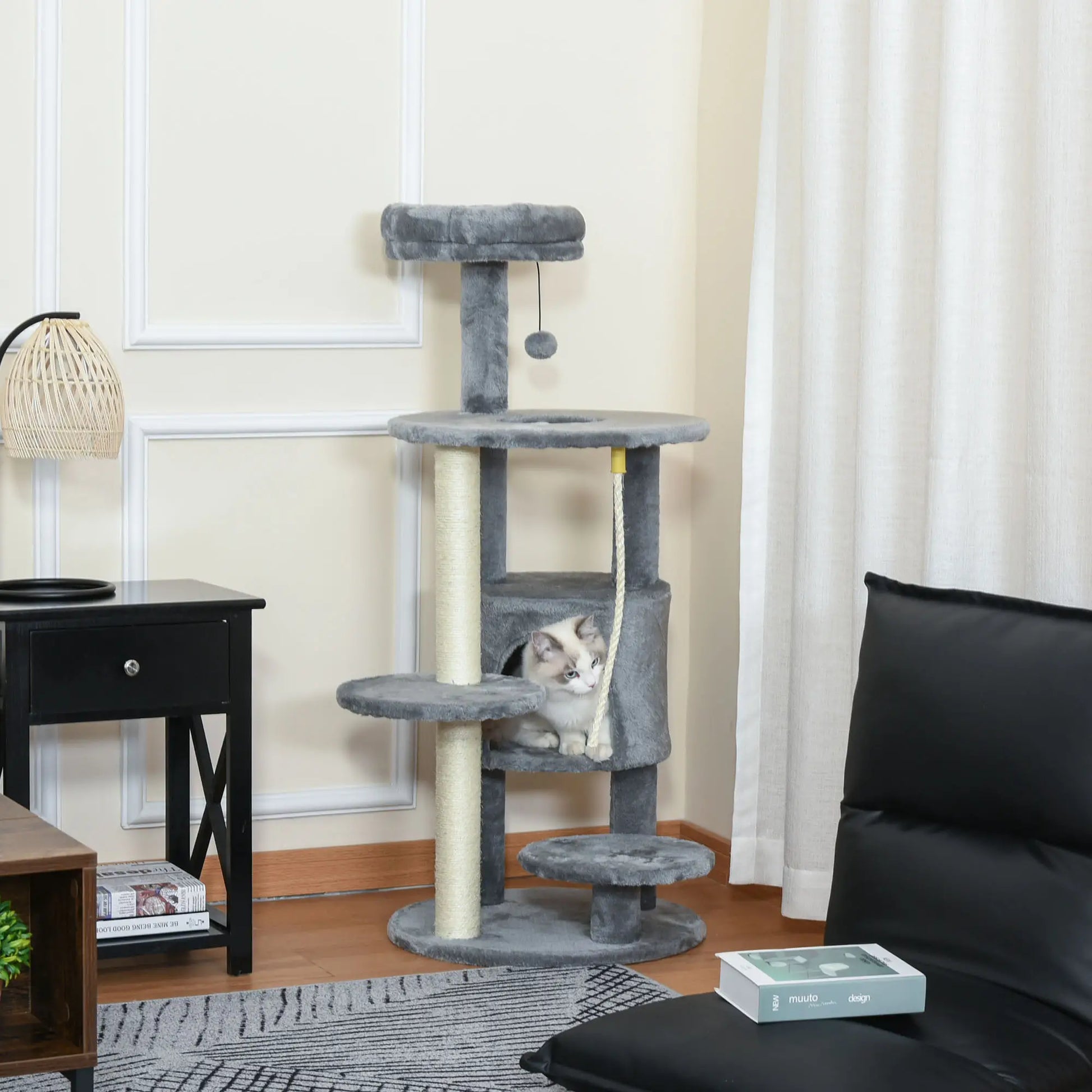 41 Cat Tree Tower with Condo, Scratching Posts, Dark Grey Cat Towers at Gallery Canada