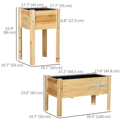 Raised Garden Bed Set of 3, Wood Planter Box, Outdoor Freestanding