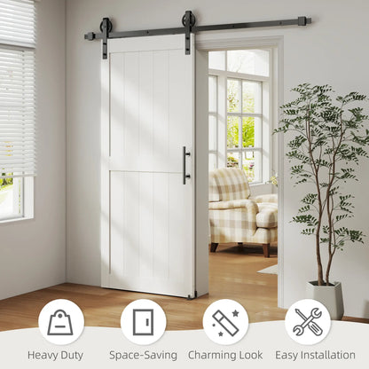 32inx84in Barn Door, Sliding Hardware Kit, Upgraded Rollers, White Door Hardware at Gallery Canada