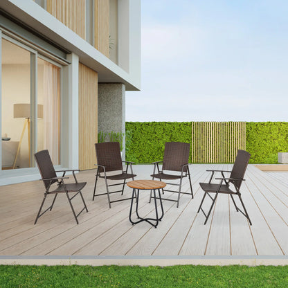Wicker Dining Chair Set of 4, Foldable, Steel Frame, Brown Patio Chairs at Gallery Canada