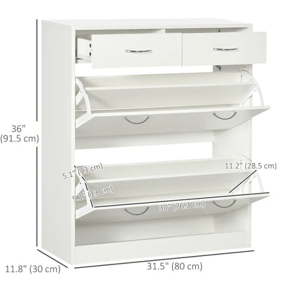 Narrow Shoe Storage, 2 Flip Drawers, Adjustable Shelves, 12 Pairs, White Shoe Storage Cabinets & Racks at Gallery Canada