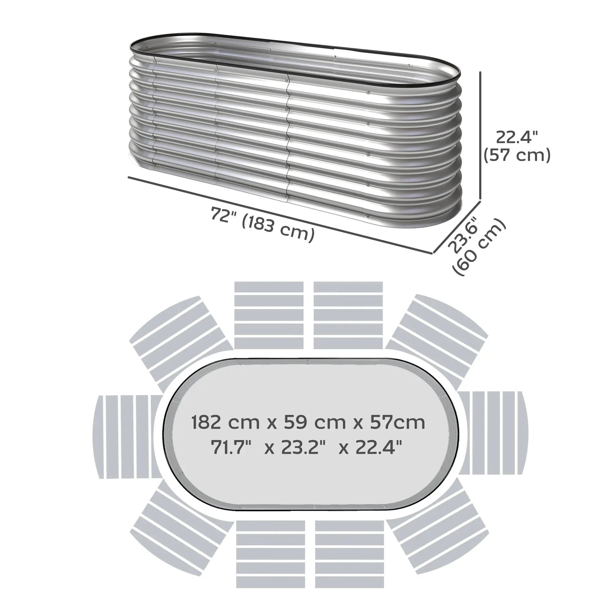 Galvanized Raised Garden Bed, 6X2X2 Ft, Silver Galvanized Planter Boxes at Gallery Canada