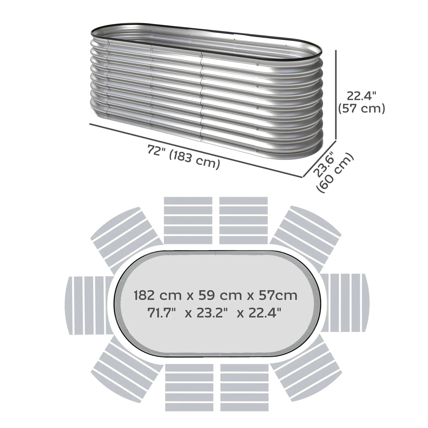 Galvanized Raised Garden Bed, 6X2X2 Ft, Silver Galvanized Planter Boxes at Gallery Canada