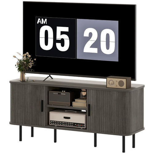 TV Stand For 55 Inches, Storage Shelves And Cabinets, Grey