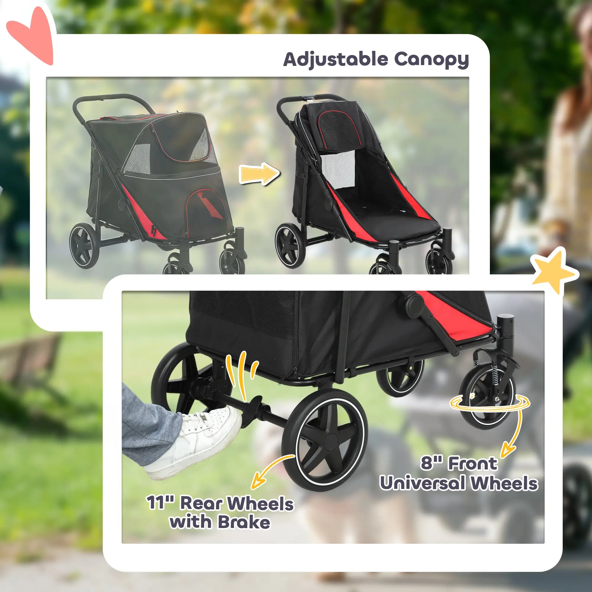 Foldable Pet Stroller, Universal Wheels, Shock Absorber, for Large & Medium Dogs, Black Dog Bike Trailers & Strollers at Gallery Canada
