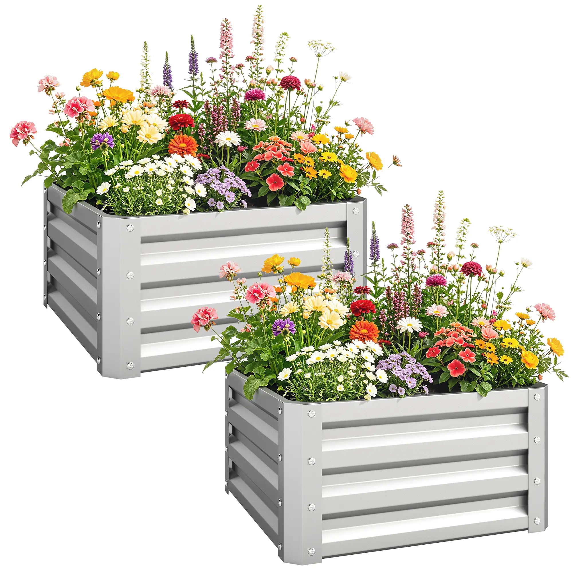 2' x 2' x 1' Raised Garden Bed, Galvanised Steel Frame, Vegetables, Flowers, Herbs, Silver Raised Garden Beds at Gallery Canada