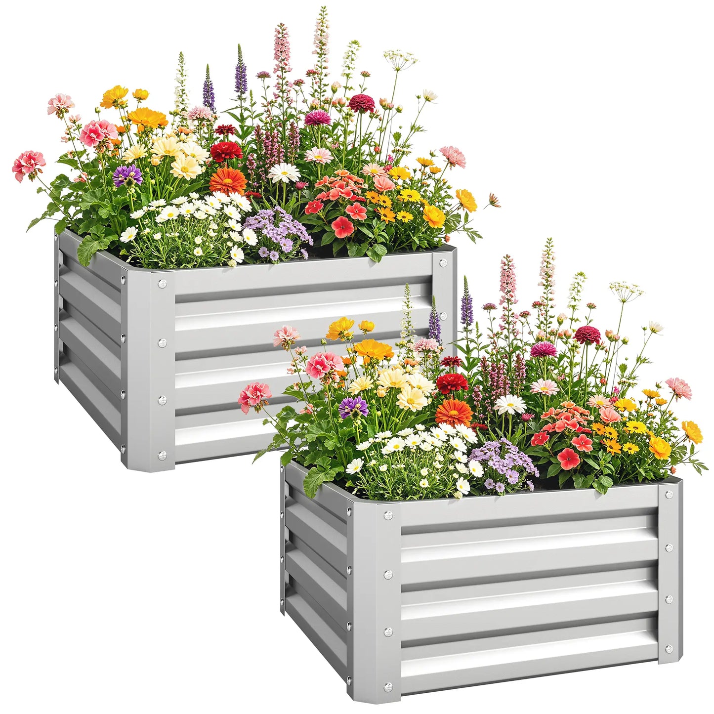 2' x 2' x 1' Raised Garden Bed, Galvanised Steel Frame, Vegetables, Flowers, Herbs, Silver Raised Garden Beds at Gallery Canada