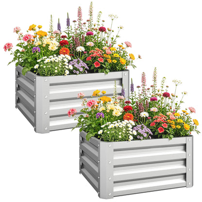2' x 2' x 1' Raised Garden Bed, Galvanised Steel Frame, Vegetables, Flowers, Herbs, Silver Raised Garden Beds at Gallery Canada