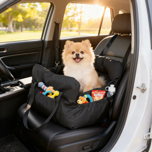 Dog Car Seat for Small Pets, Machine Washable, with Cushion, Black Dog Bike Trailers & Strollers Black at Gallery Canada