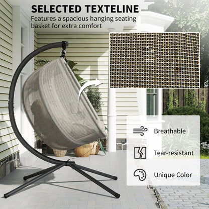Double Egg Chair with Stand, 2 Person Hanging Swing, Khaki Patio Swings with Stand at Gallery Canada