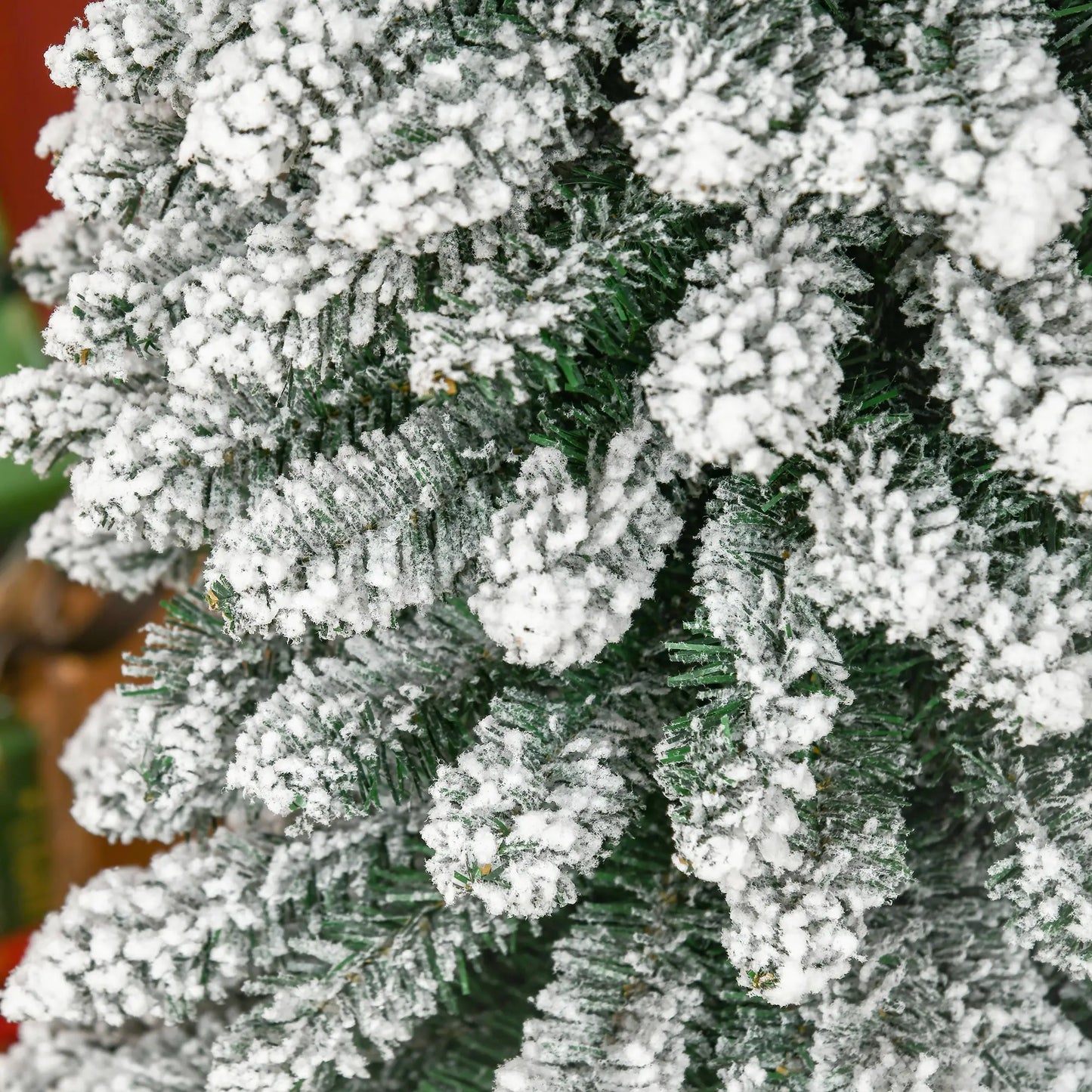 7ft Snow-Flocked Artificial Christmas Tree, Slim Pencil, 490 Branches, Metal Base, Green Pencil Christmas Trees at Gallery Canada