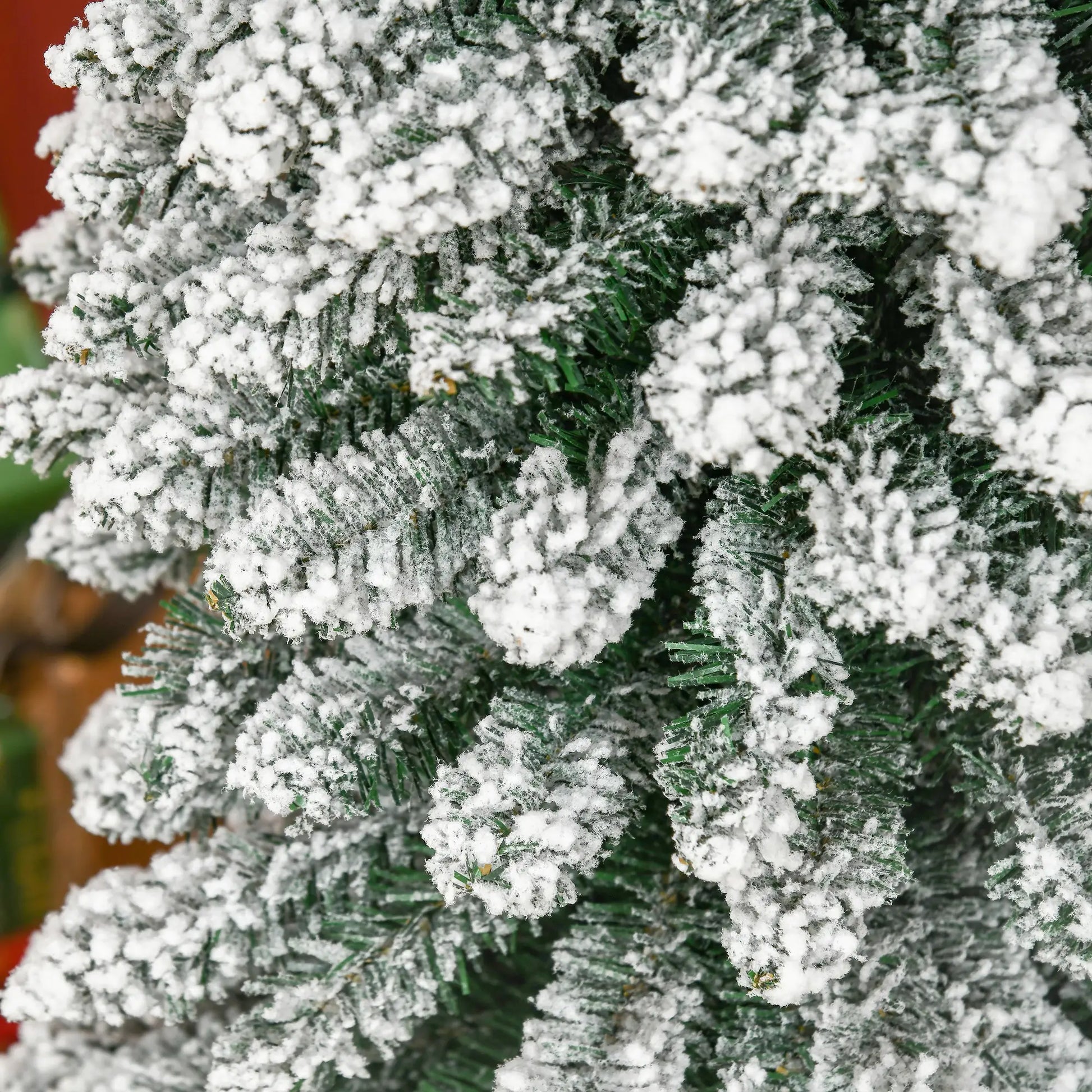 7ft Snow-Flocked Artificial Christmas Tree, Slim Pencil, 490 Branches, Metal Base, Green Pencil Christmas Trees at Gallery Canada