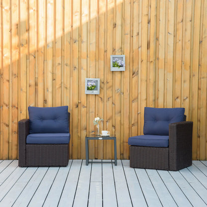 2 Pcs Patio Furniture Set, Wicker Corner Sofa, PE Rattan, Dark Blue Patio Furniture Sets at Gallery Canada