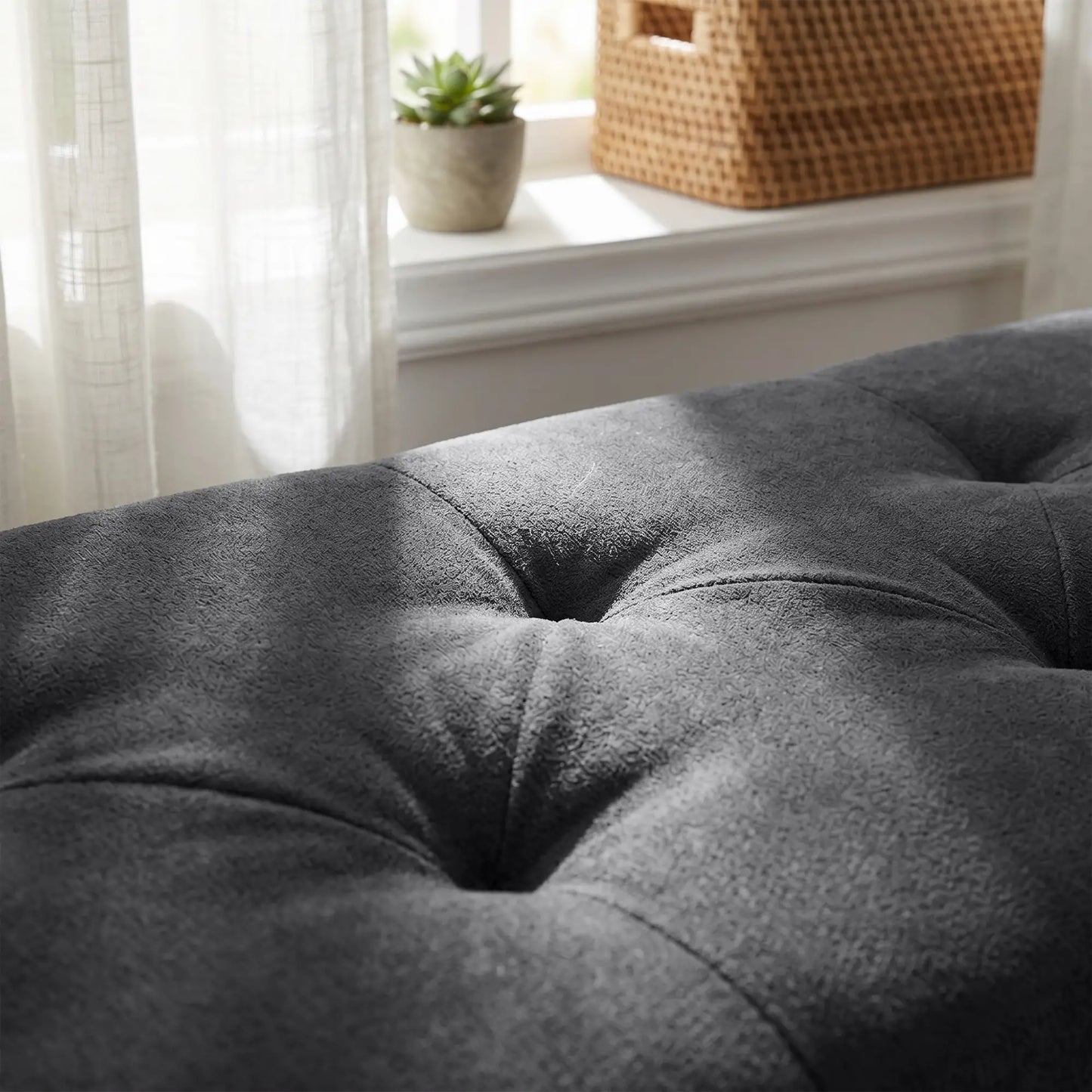 Banc de rangement Ottoman "63" pour lit queen/king, gris foncé