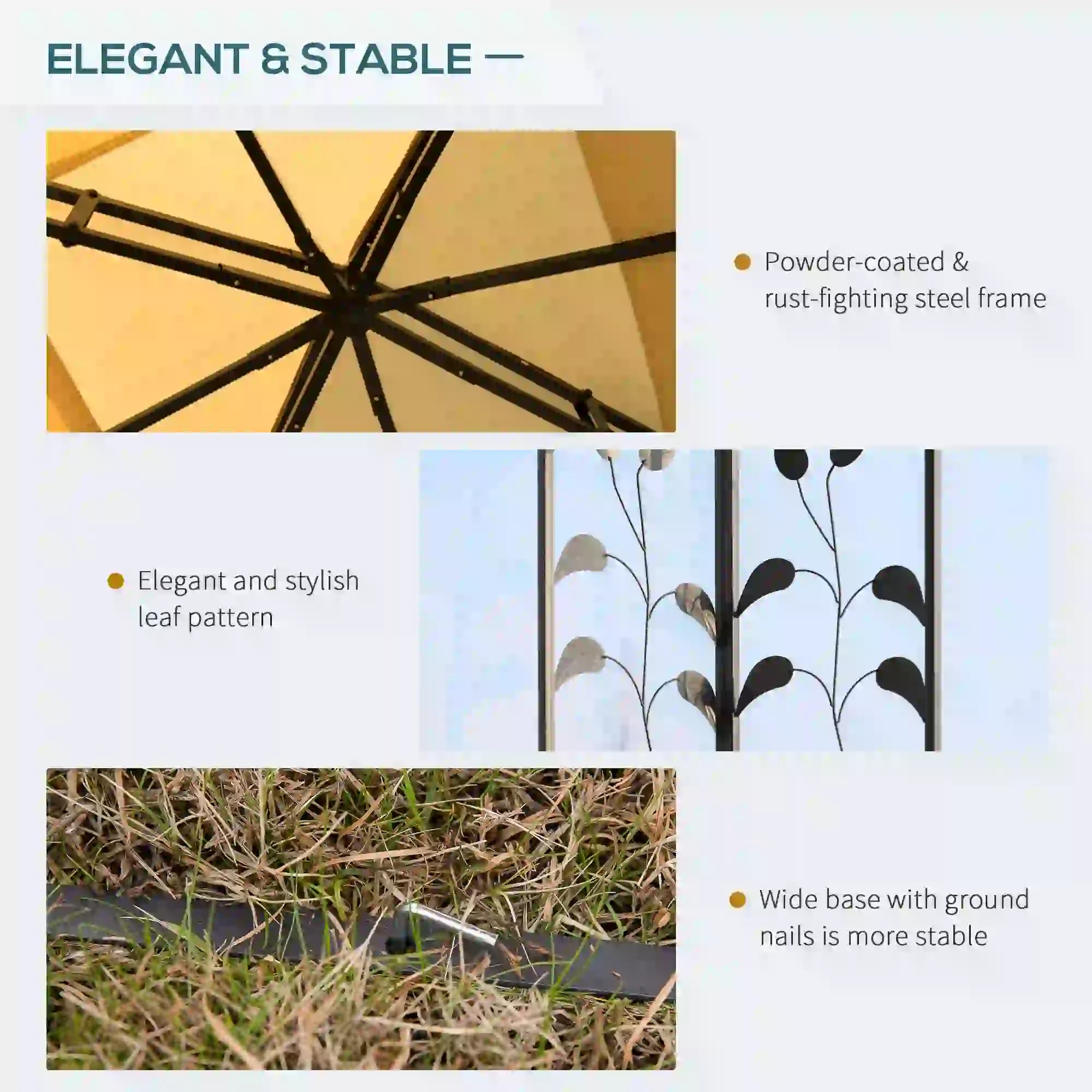 10'x10' Steel Patio Gazebo, Soft-Top, 2-Tier Roof, Beige Gazebos at Gallery Canada