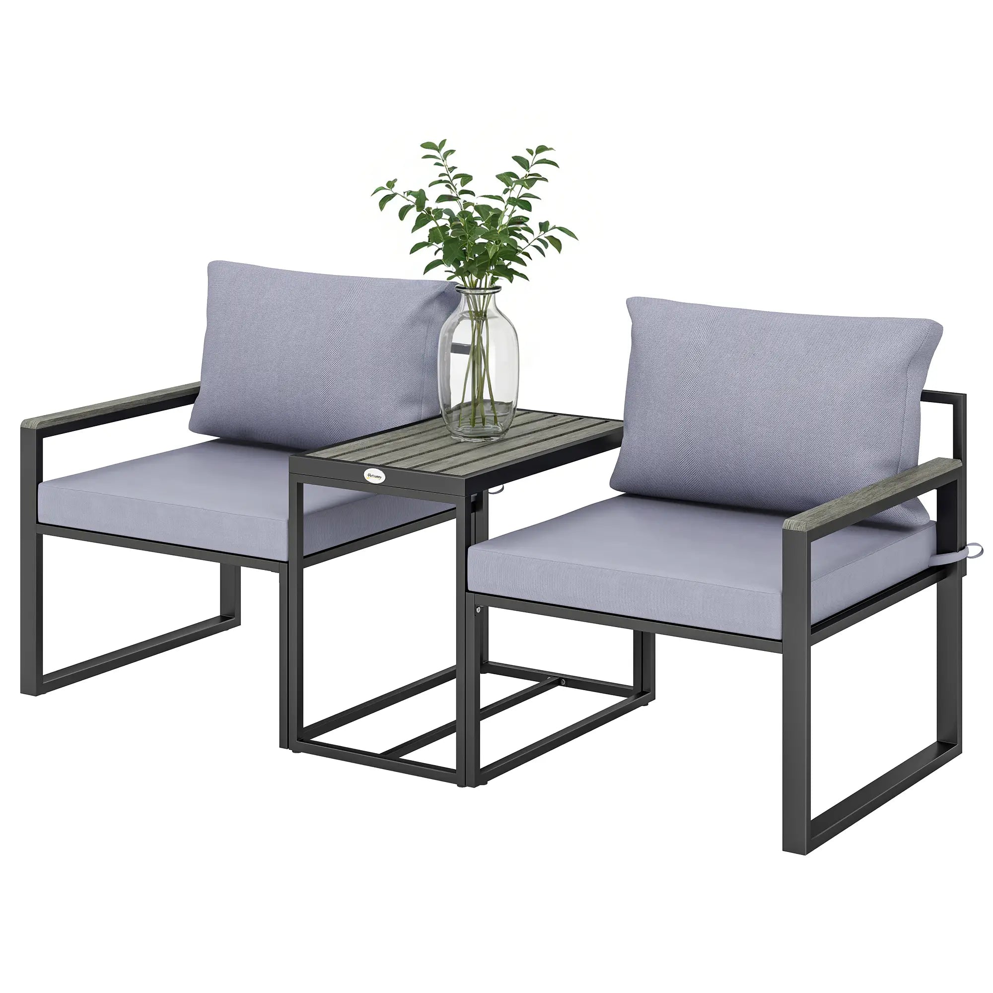 Outdoor Bistro Set, 2 Chairs And Side Table, Patio Furniture, Grey Bistro Sets Black, Grey at Gallery Canada