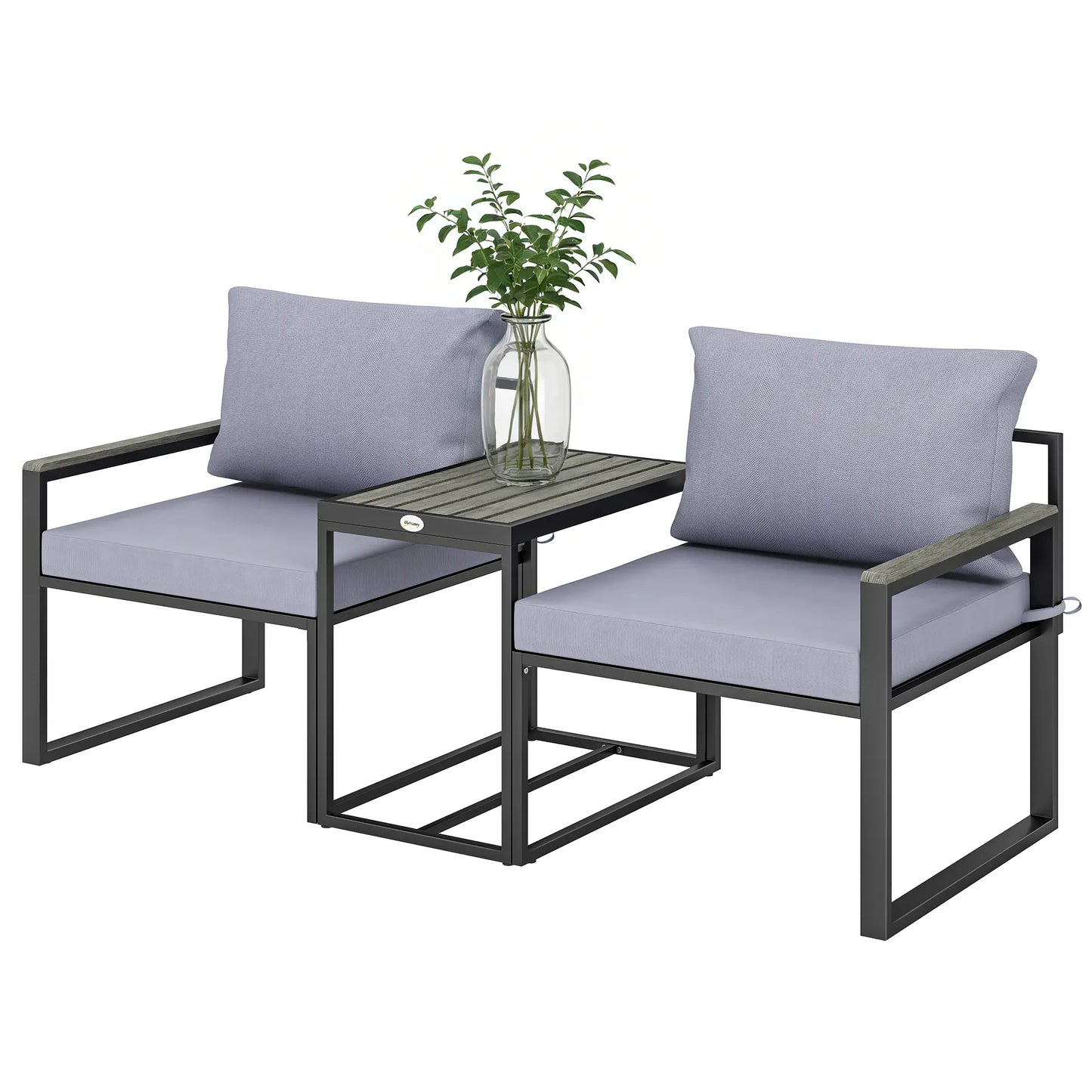 Outdoor Bistro Set, 2 Chairs And Side Table, Patio Furniture, Grey Bistro Sets Black, Grey at Gallery Canada