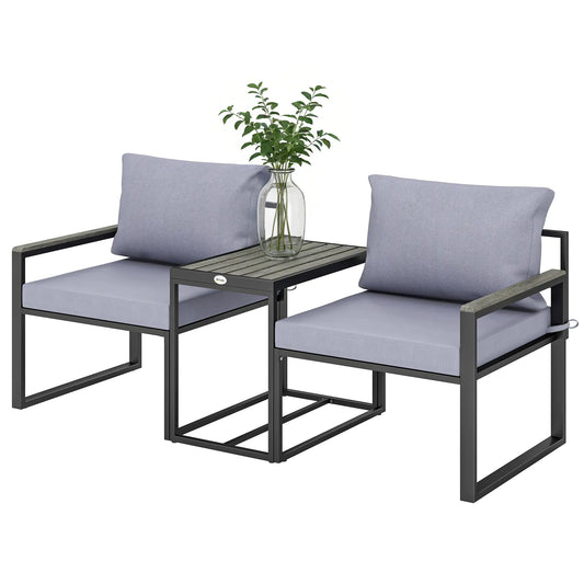 Outdoor Bistro Set, 2 Chairs And Side Table, Patio Furniture, Grey Bistro Sets Black, Grey at Gallery Canada