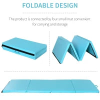 4'x8'x2" Folding Gymnastics Tumbling Mat, Exercise Mat with Carrying Handles for Yoga, MMA, Martial Arts, Stretching, Core Workouts, Light Blue Gymnastics Mats at Gallery Canada