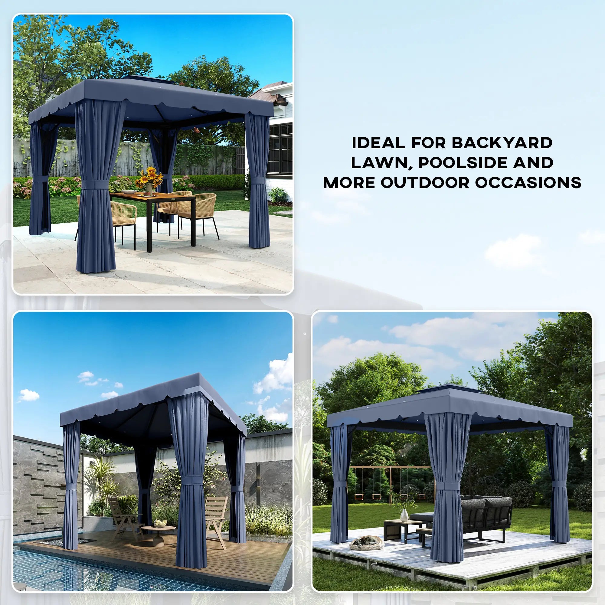 10' X 10' Outdoor Patio Gazebo, Dark Blue Gazebos at Gallery Canada