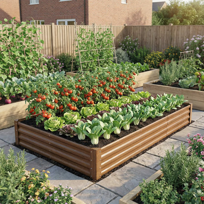 8 x 4 x 1ft Galvanized Raised Garden Bed, Reinforced Outdoor Planter Box, Distressed Brown Galvanized Planter Boxes at Gallery Canada
