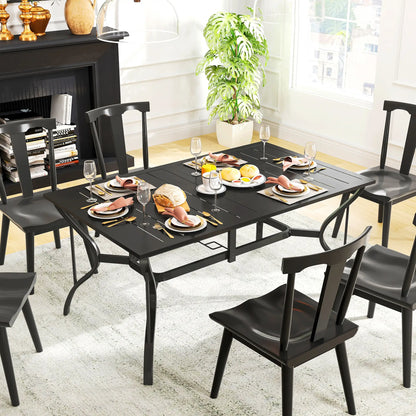 Rectangle Patio Dining Table, Outdoor for 6, Steel Frame, Black Patio Dinning Tables at Gallery Canada