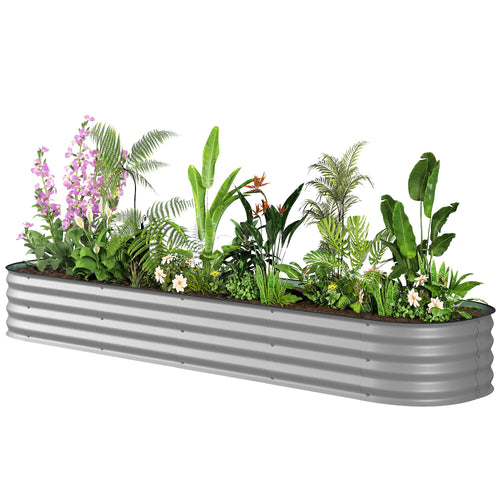 7.9 x 2 x 1ft Galvanized Raised Garden Bed, Metal Planter Box, Silver