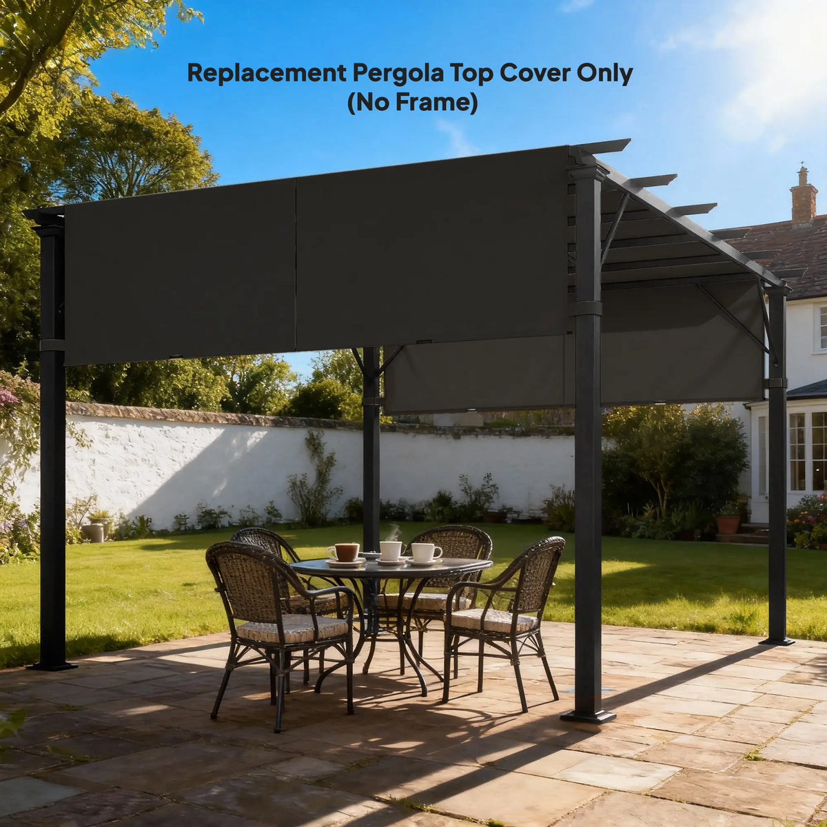 2 Pcs UV Protection Pergola Replacement Canopy, 10' x 10' Size, Black Gazebo Canopy Replacement at Gallery Canada
