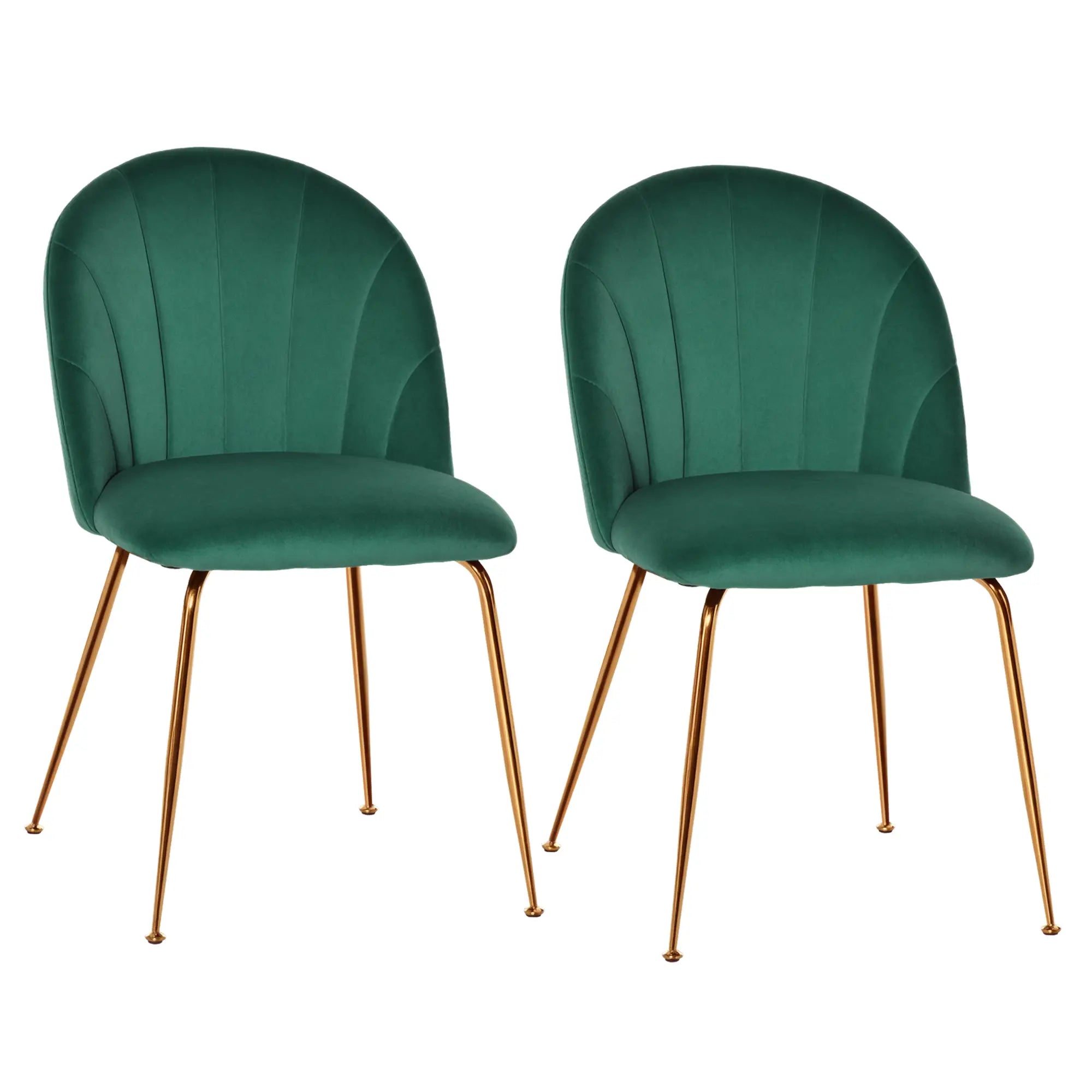 Modern Dining Chairs Set of 2, Upholstered, Gold Metal Legs, Green Bar Stools Green at Gallery Canada
