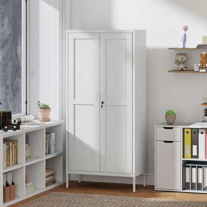 Office Storage Cabinet, Lockable, 3 Adjustable Shelves, 2 Doors, White Office Cabinets & Cupboards at Gallery Canada