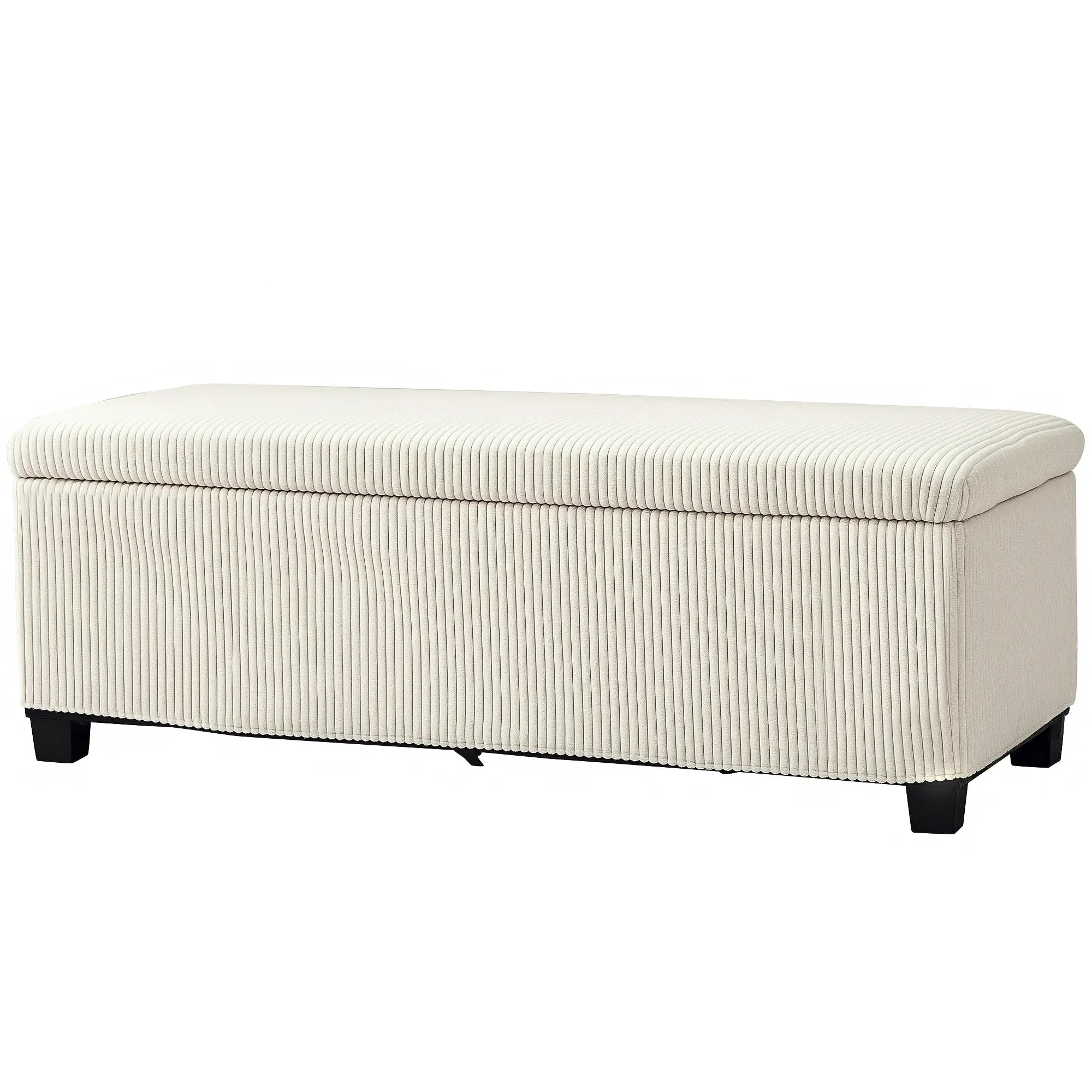 44 Inches Ottoman with Storage, Lid, Legs, Corduroy Bench, Beige Storage Ottomans & Benches Beige at Gallery Canada