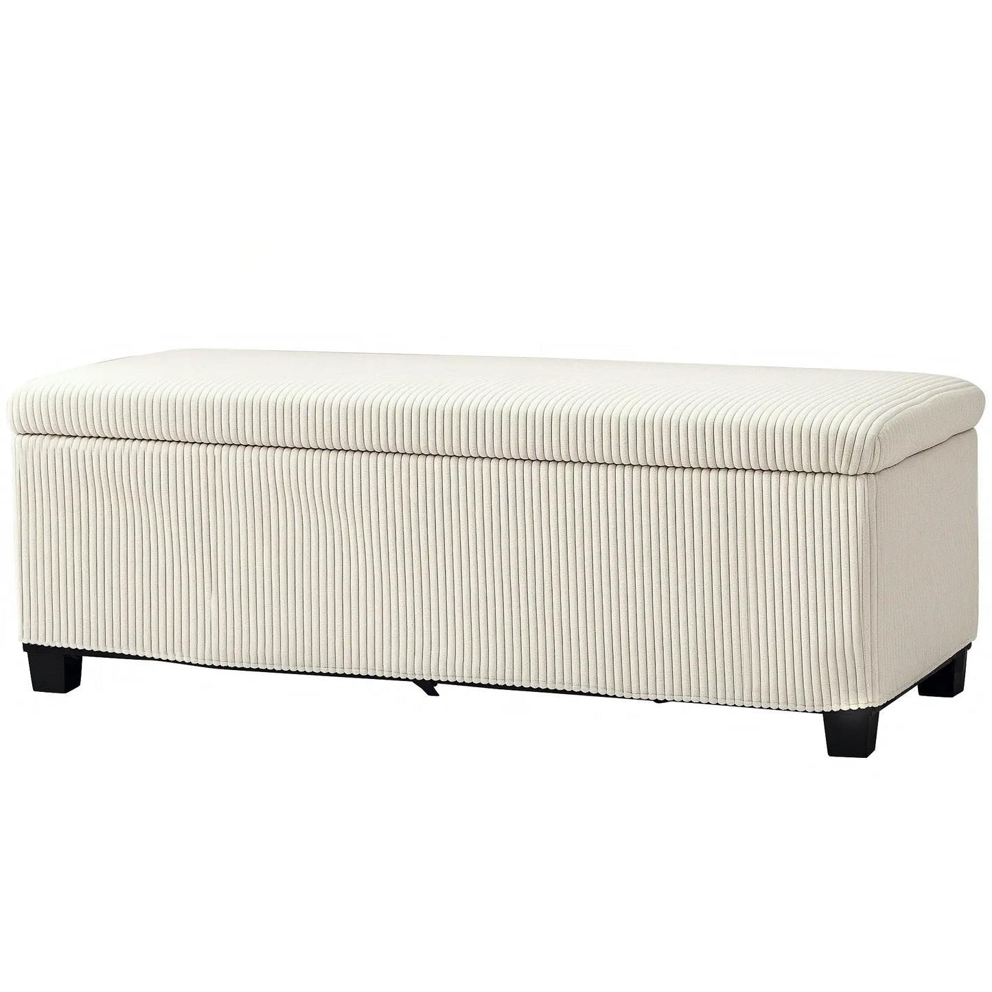 44 Inches Ottoman with Storage, Lid, Legs, Corduroy Bench, Beige Storage Ottomans & Benches Beige at Gallery Canada