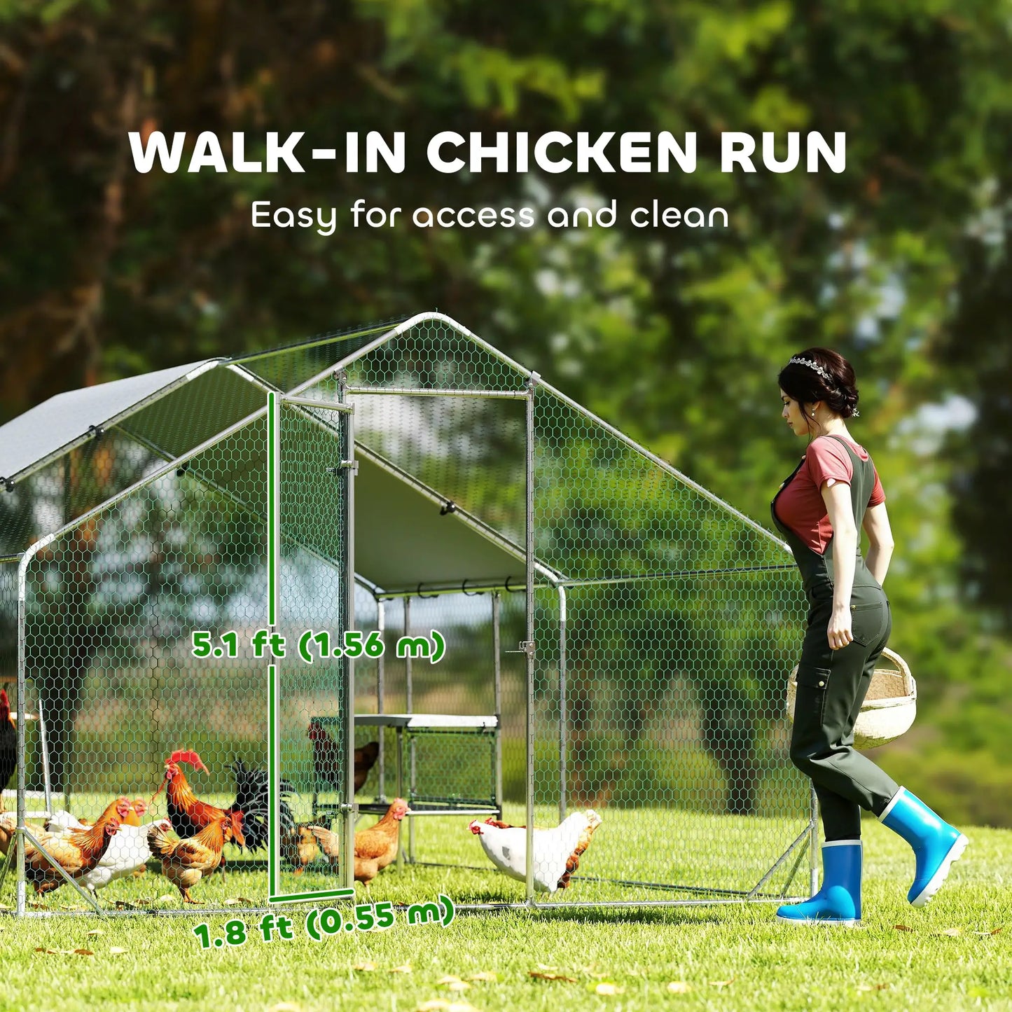 Metal Chicken Coop With Cover, Nesting Box, Roosting Bars, 9.8 x 13.1 x 6.4 ft Chicken Coops at Gallery Canada