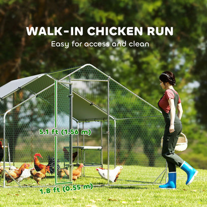 Metal Chicken Coop With Cover, Nesting Box, Roosting Bars, 9.8 x 13.1 x 6.4 ft Chicken Coops at Gallery Canada