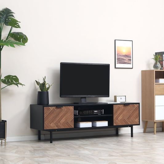 Modern TV Stand with Storage for TVs up to 60", Media Console with 2 Cupboards and Open Shelves, TV Unit for Bedroom, Living Room, Black - Gallery Canada