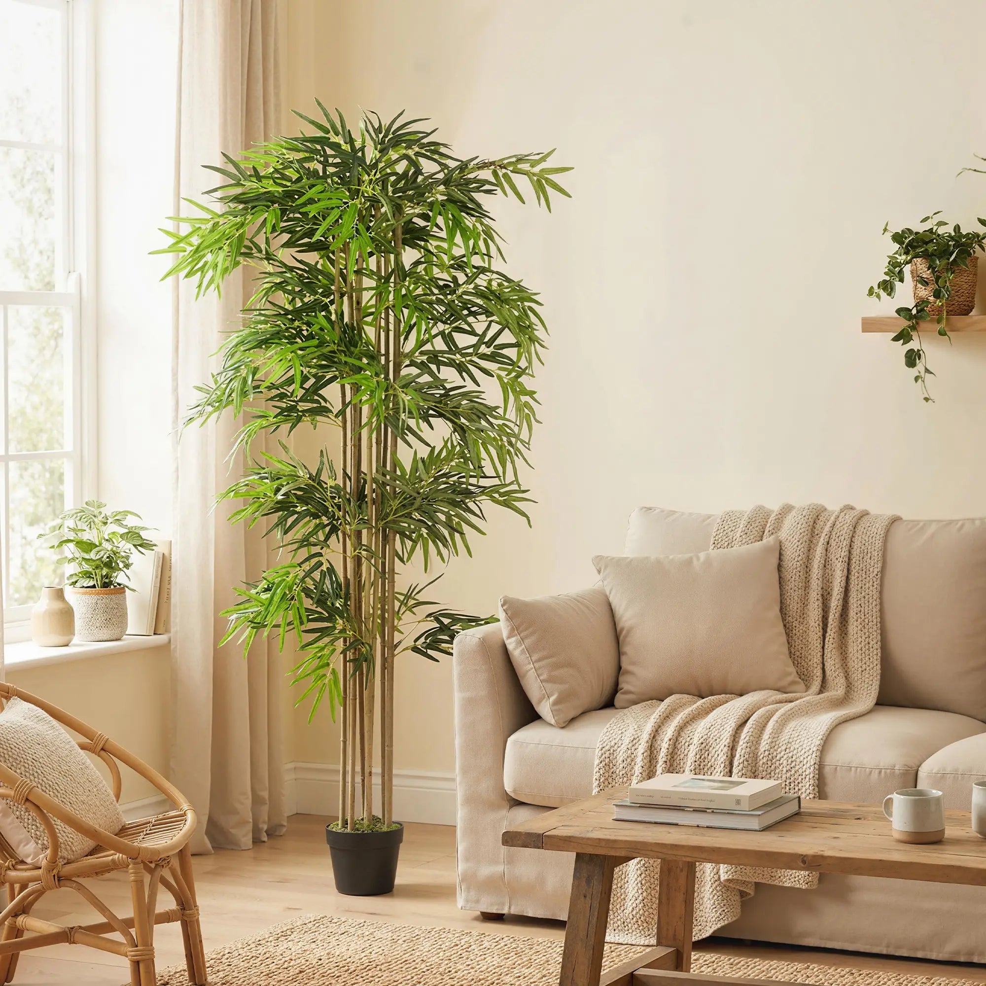 6FT Artificial Bamboo Tree, Fake Plant, 1530 Leaves, Green Artificial Trees at Gallery Canada