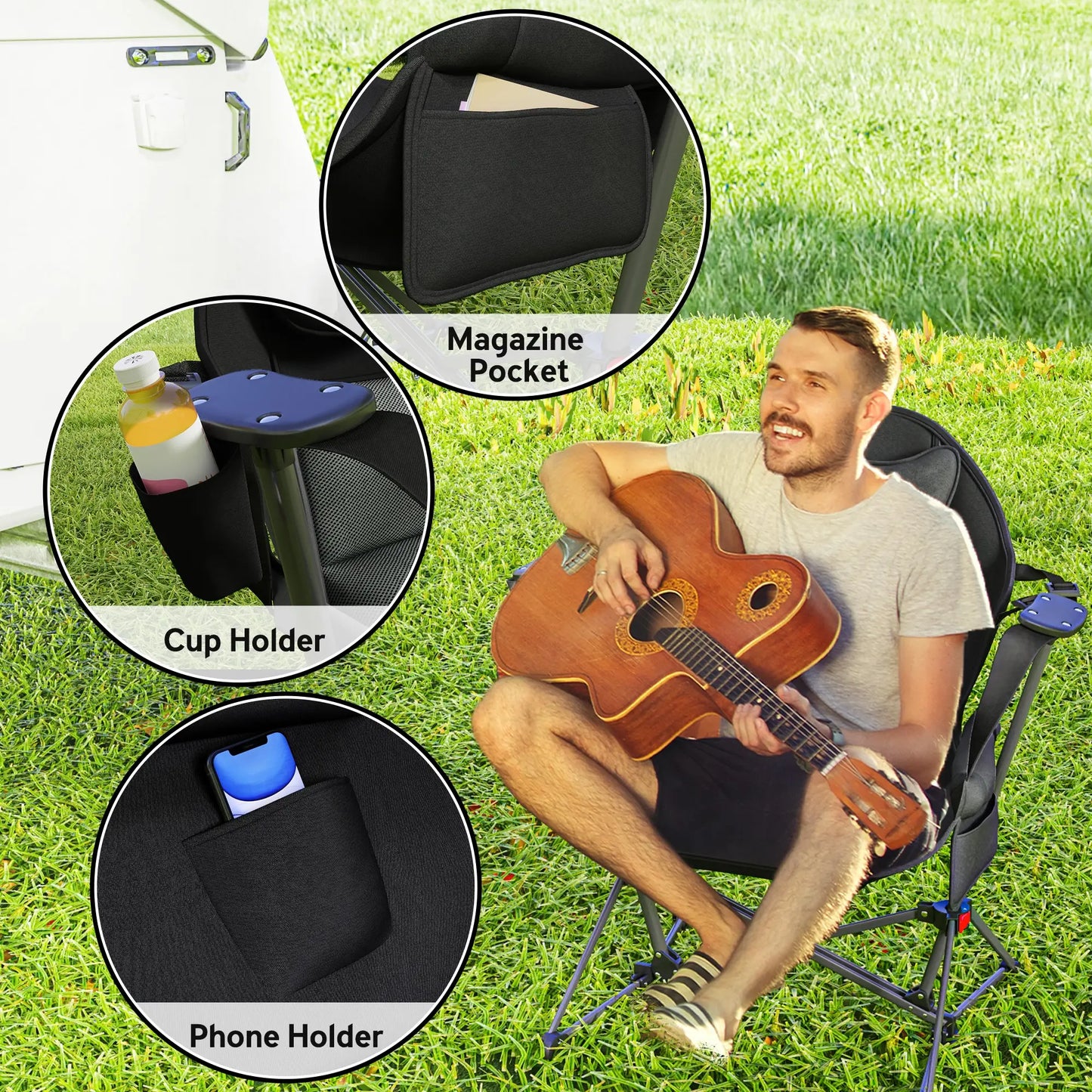 Hammock Camping Chair Set of 2, Adjustable Back, Cup Holder, Padded Seat Picnic Tables & Camping Chairs at Gallery Canada