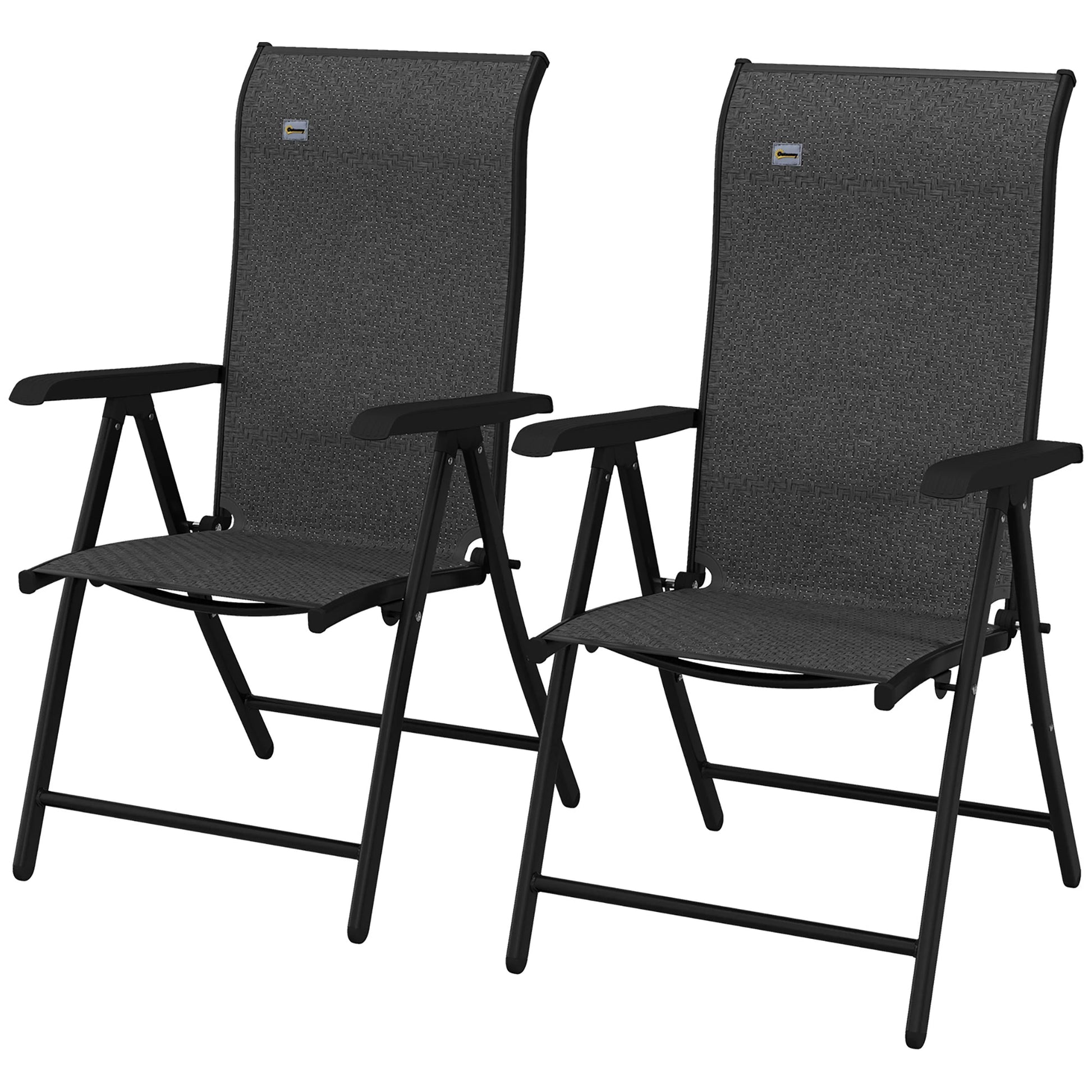 2PCs Outdoor Wicker Folding Chairs, Adjustable Backrest, Grey Patio Chairs Black Frame, Grey PE Rattan at Gallery Canada