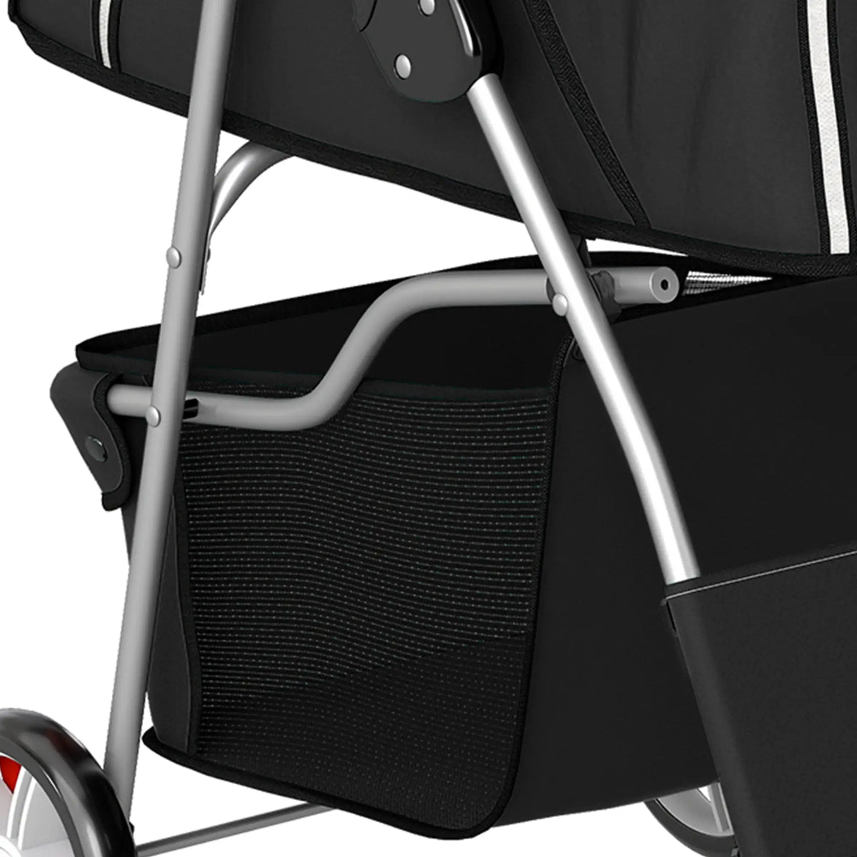 Foldable Pet Stroller With 360° Swivel Wheels, Reflective Strips, Black