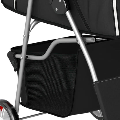 Foldable Pet Stroller With 360° Swivel Wheels, Reflective Strips, Black