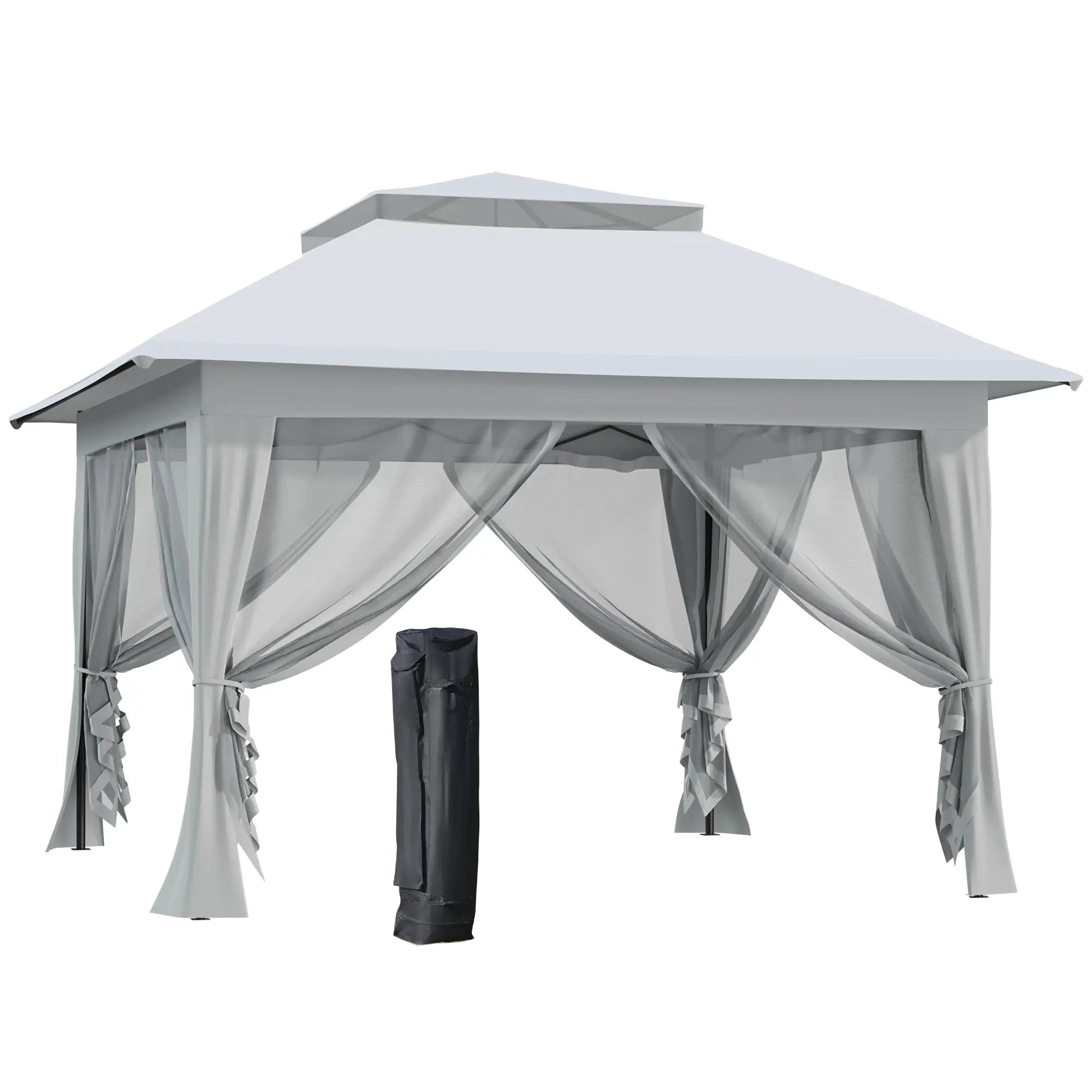 12' x 12' Foldable Pop-Up Party Tent, Canopy Sun Shade, Light Grey Pop Up Canopies Light Grey, Black at Gallery Canada